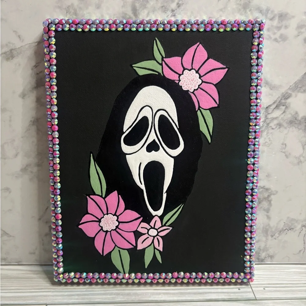 Hand Painted Floral Scream Wall Art Decor